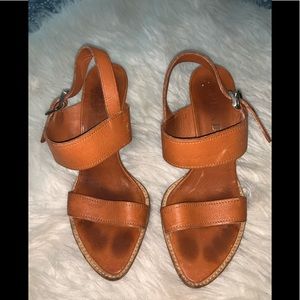 Authentic Prada stacked block heel sandals